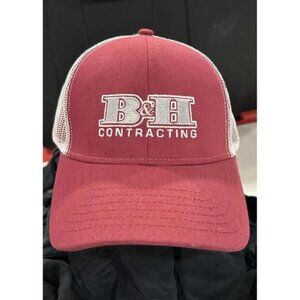 B&H Contracting Red Mesh Ball Cap SnapBack Working Hat